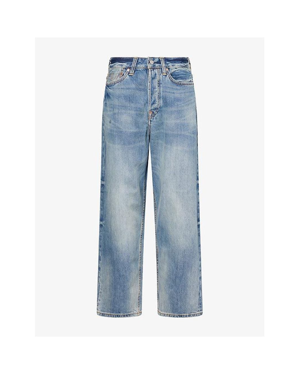 Evisu Blue Daicock-Print Loose-Fit Denim Jeans for men