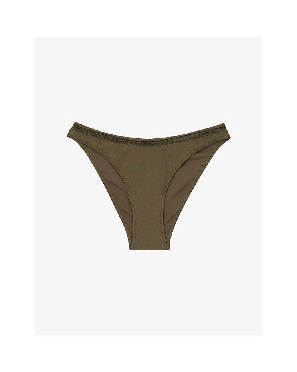 Reiss Green Janina Lattice-Trim Bikini Bottoms