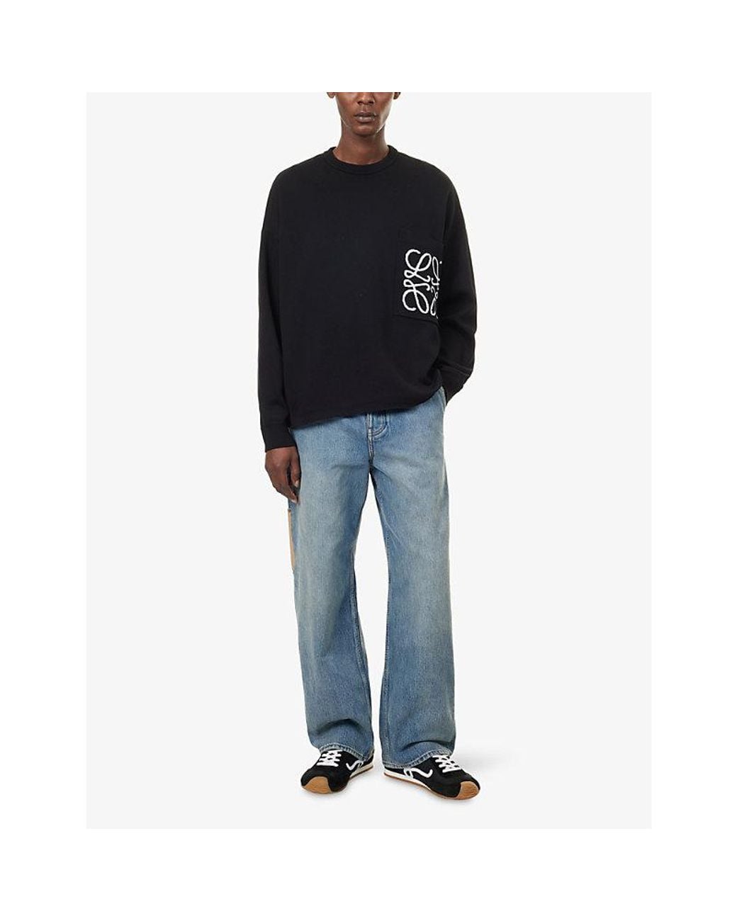 Loewe Blue Suede Patch-Pocket Denim Jeans for men