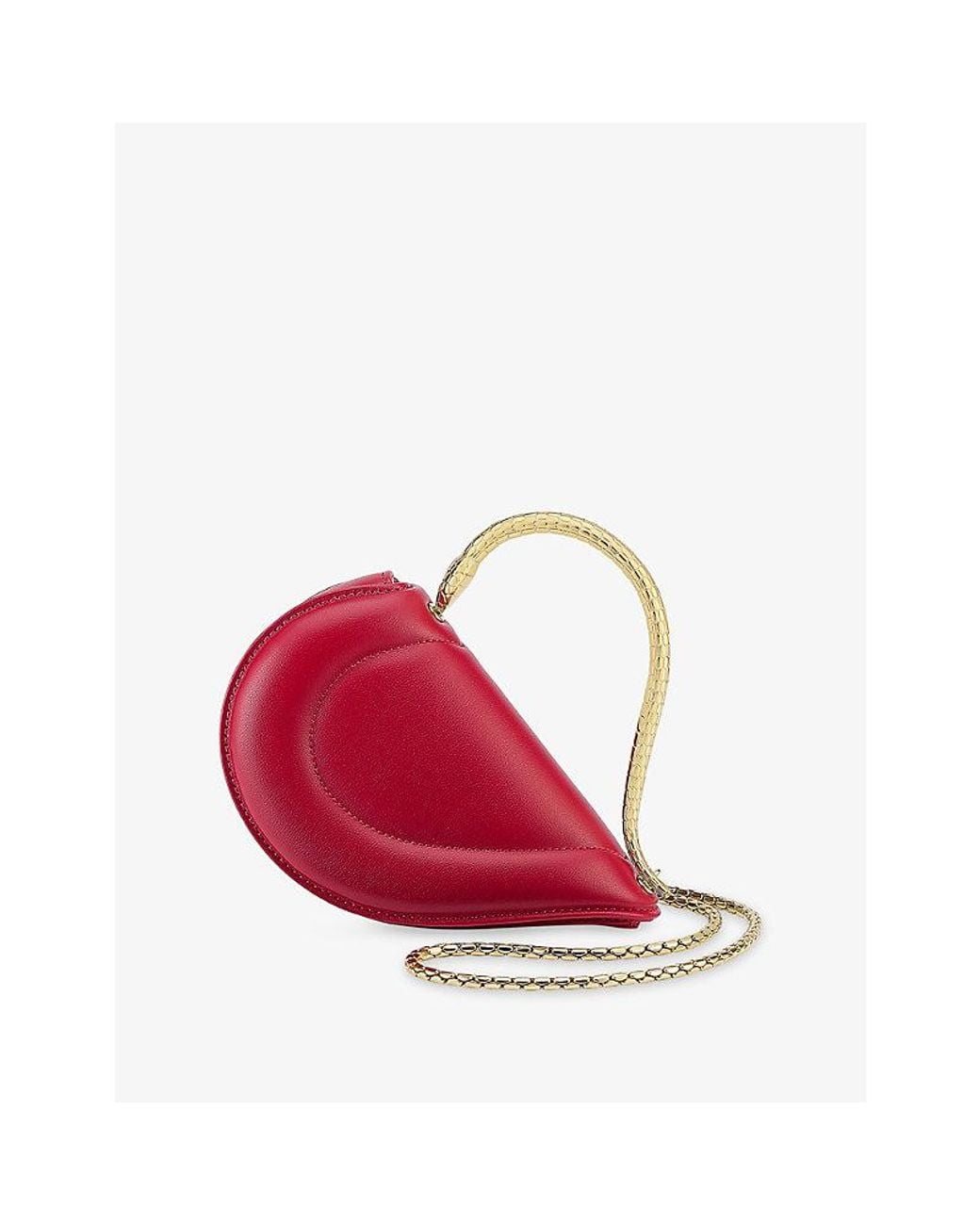 BVLGARI Red Serpenti Cuoricino Mini Leather Top Handle Bag