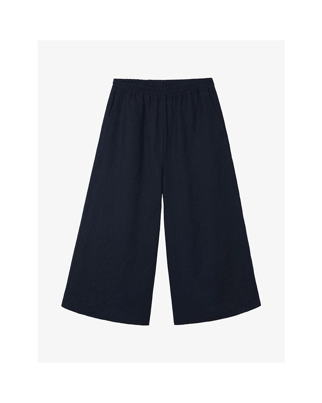 Elasticated high-rise wide-leg culottes