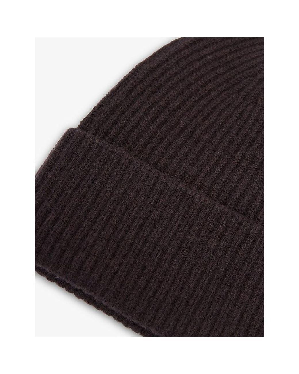 Reiss Brown Chaise Ribbed Wool Beanie for men