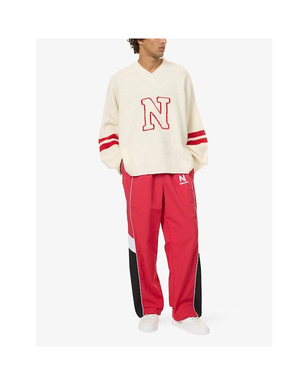 NAHMIAS Pink Collegiate Oversized Brushed-Wool Jumper for men