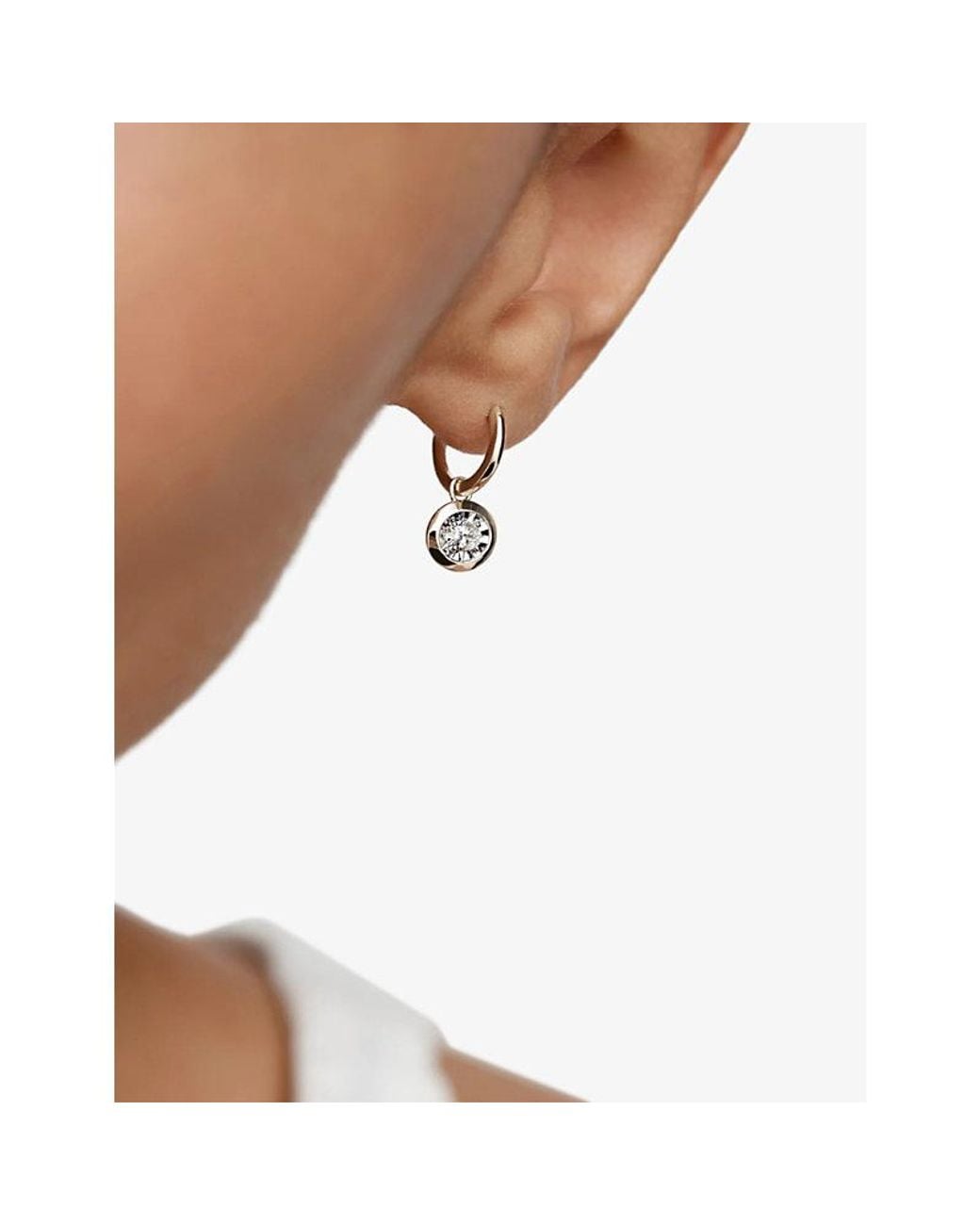 Monica Vinader White Oval Sterling And Lab Grown Diamond Huggie Earrings
