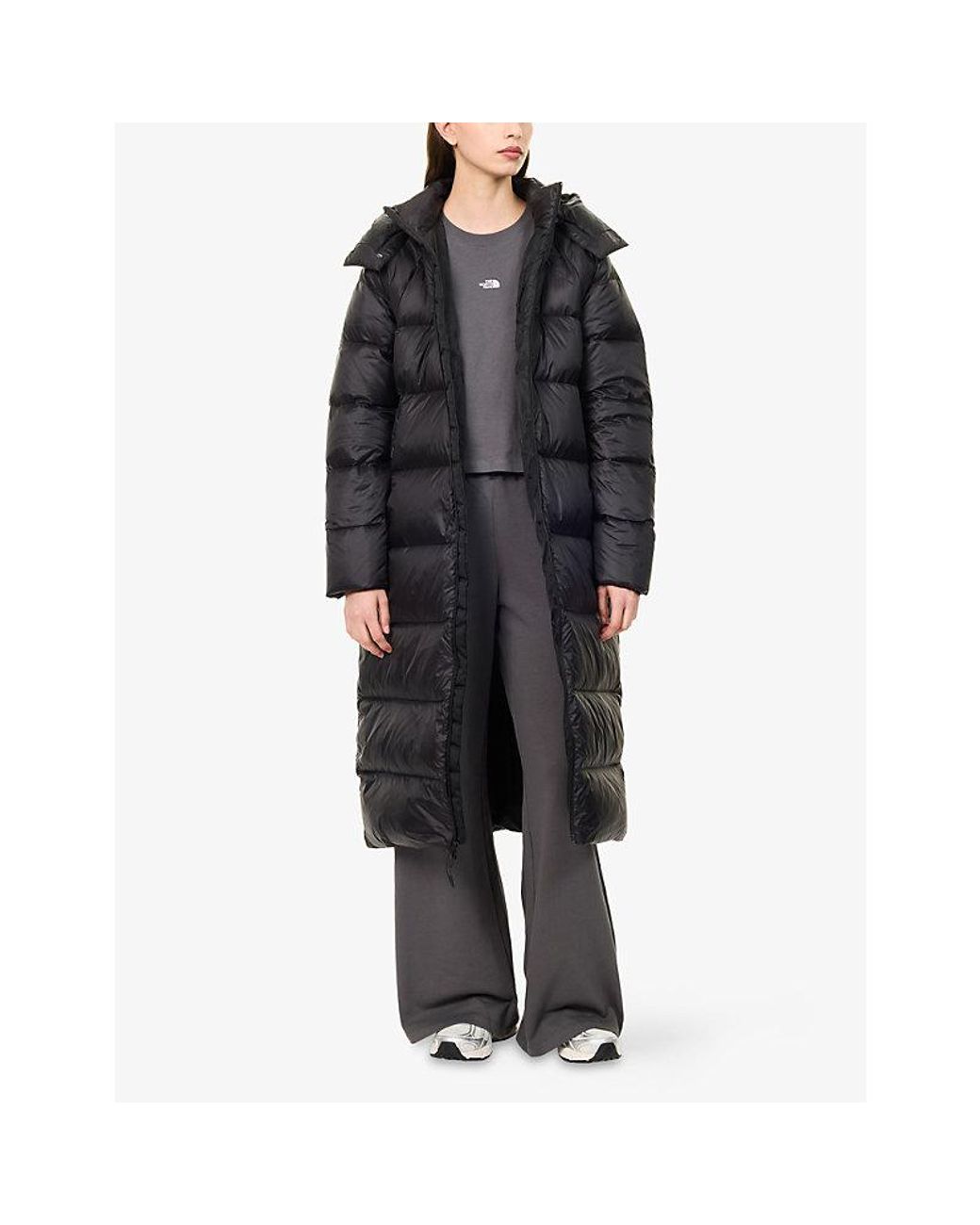 The North Face Black Hooded Long-Line Shell-Down Parka