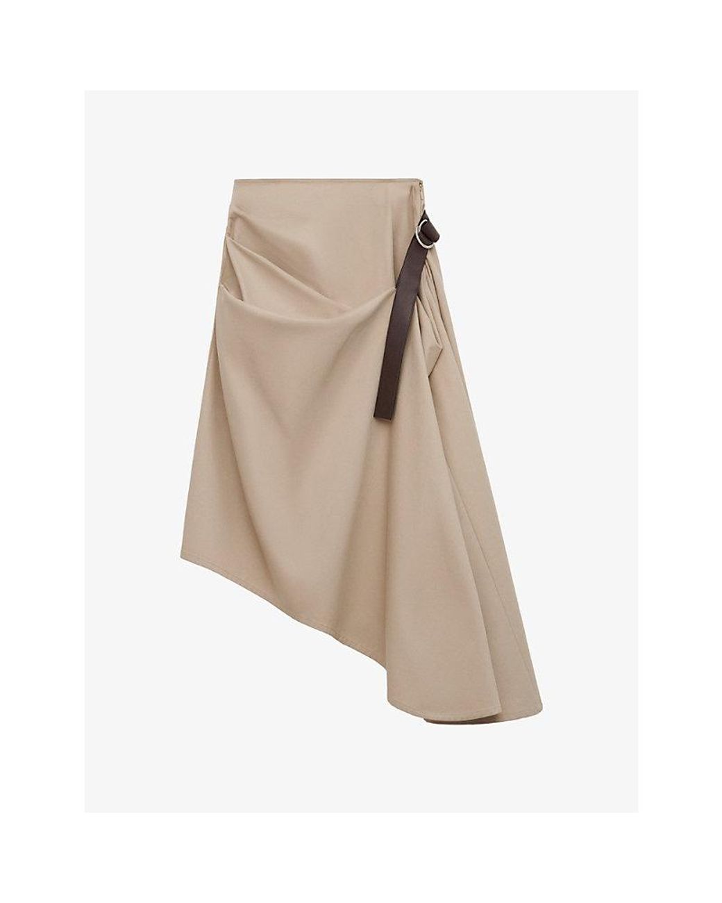 Loewe Brown Draped Belted Silk-Cotton Blend Skirt