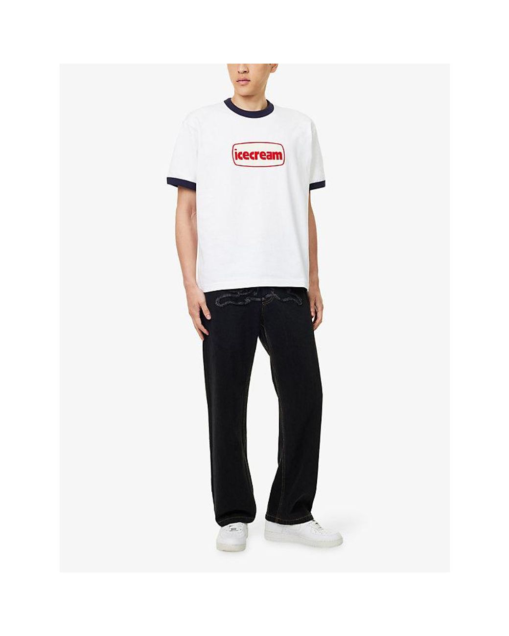 ICECREAM White Tub Ringer Oversized Cotton T-Shirt for men