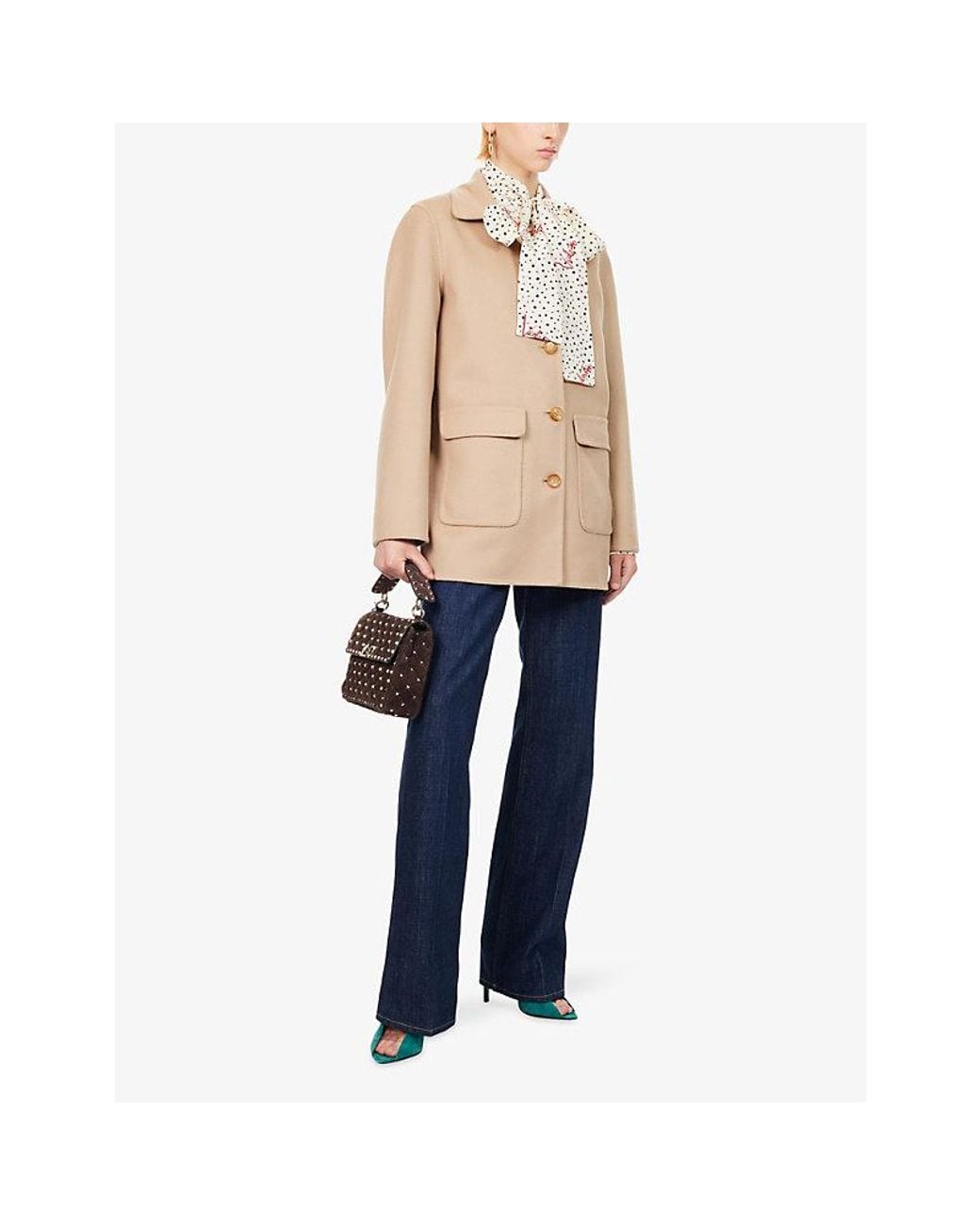 Valentino Natural Logo-Embellished Single-Breasted Virgin Wool And Cashmere-Blend Jacket