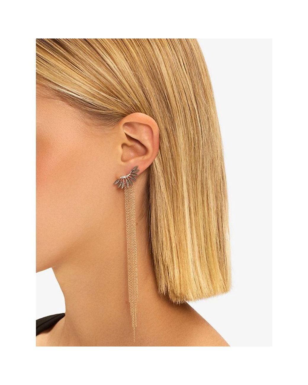Kismet by Milka White Feather Arc 0.06Ct Diamond Stud Earring
