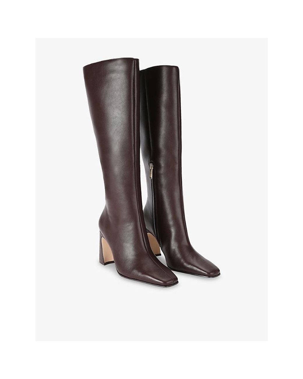 Steve Madden Brown Flares Faux-Leather Heeled Knee-High Boots