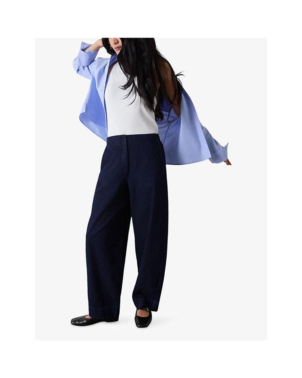 Whistles Blue Barrel High-Rise Denim Trousers