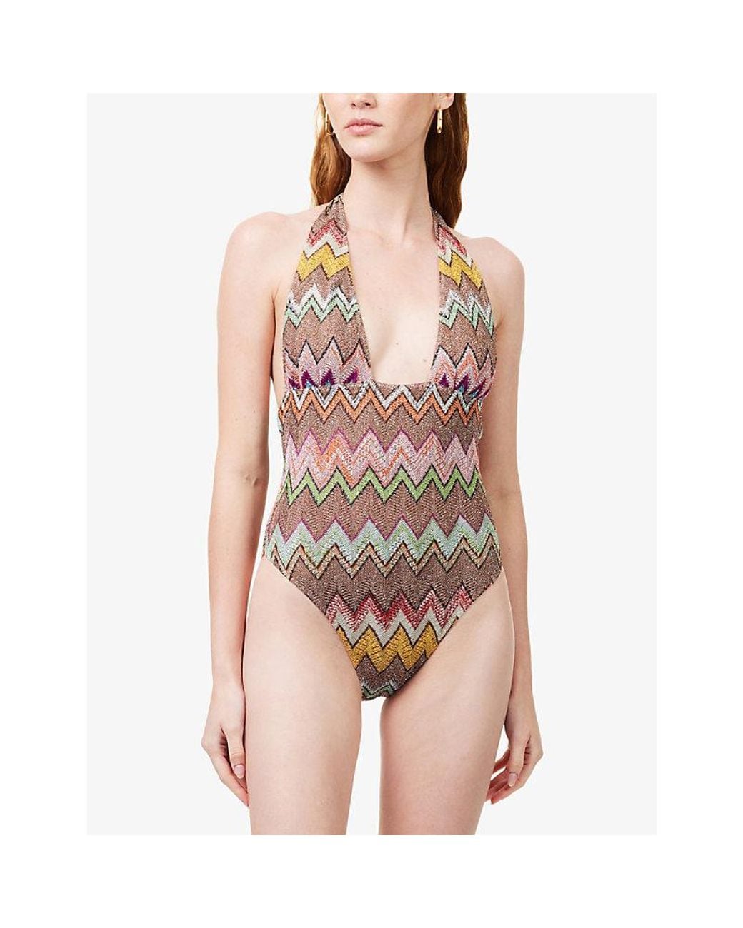Missoni Multicolor Zigzag Raschel-Knit Swimsuit