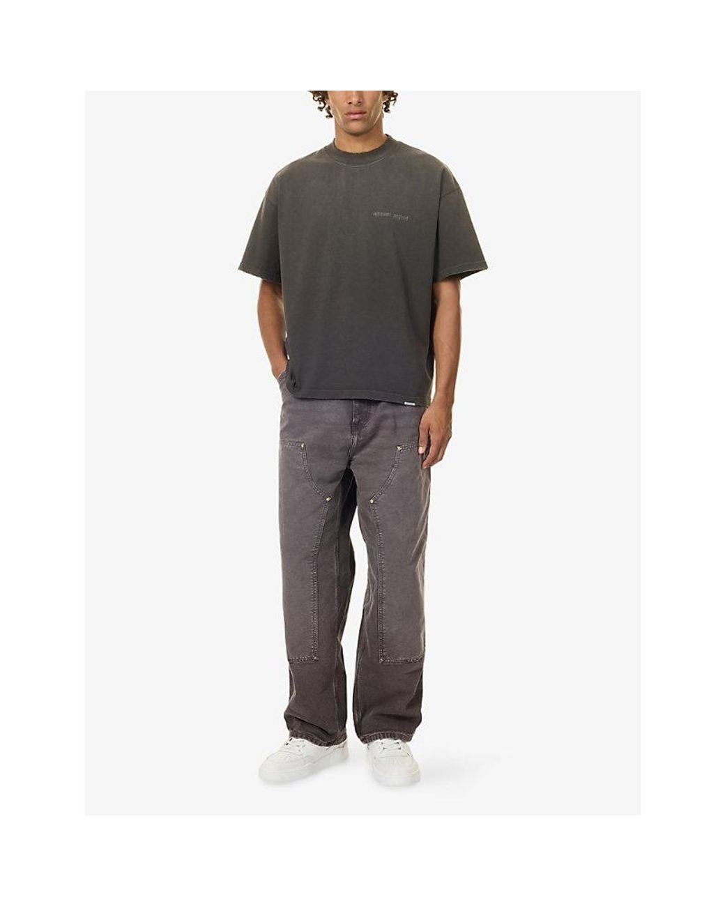 Represent Gray Resent Logo-Print Cotton T-Shirt for men