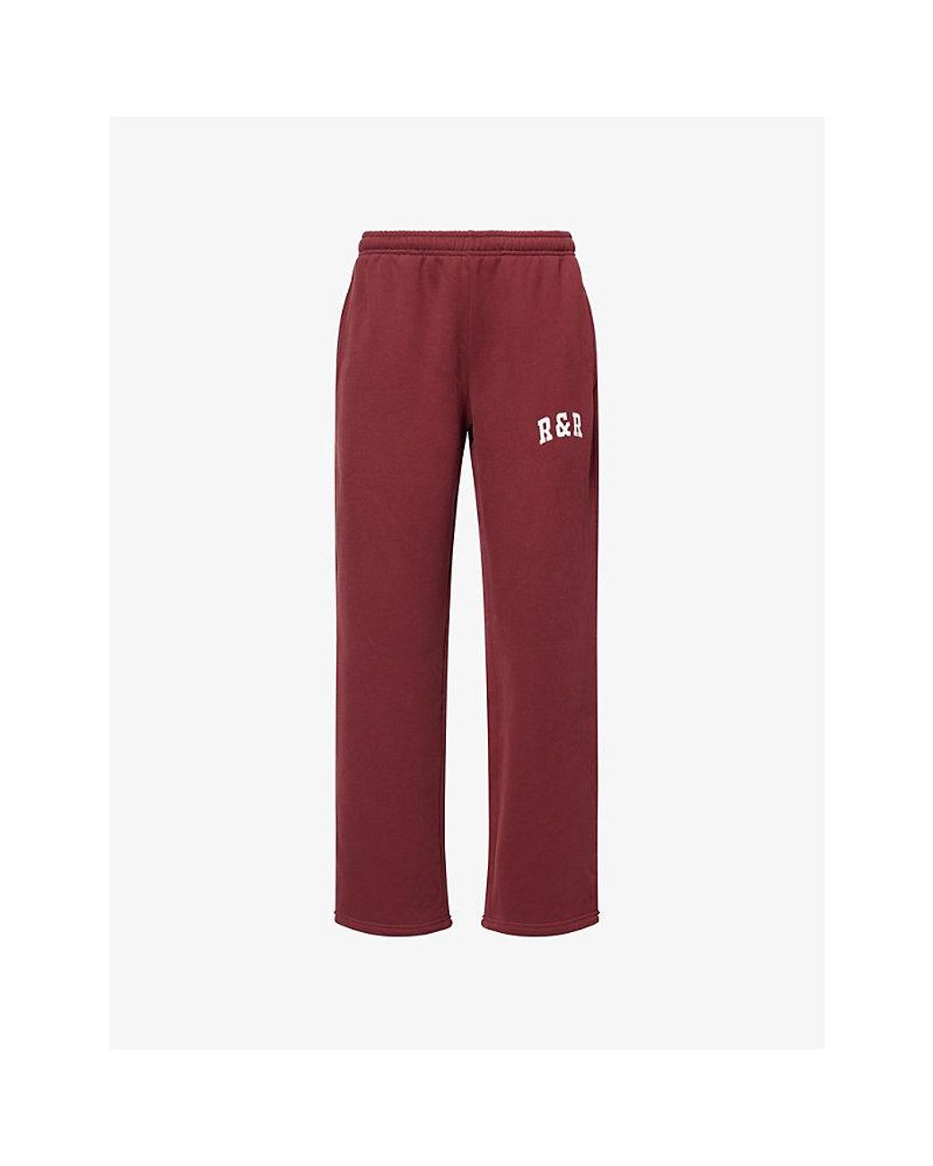 Ru & Rocka Red Varsity Logo-Print Jersey Jogging Bottoms