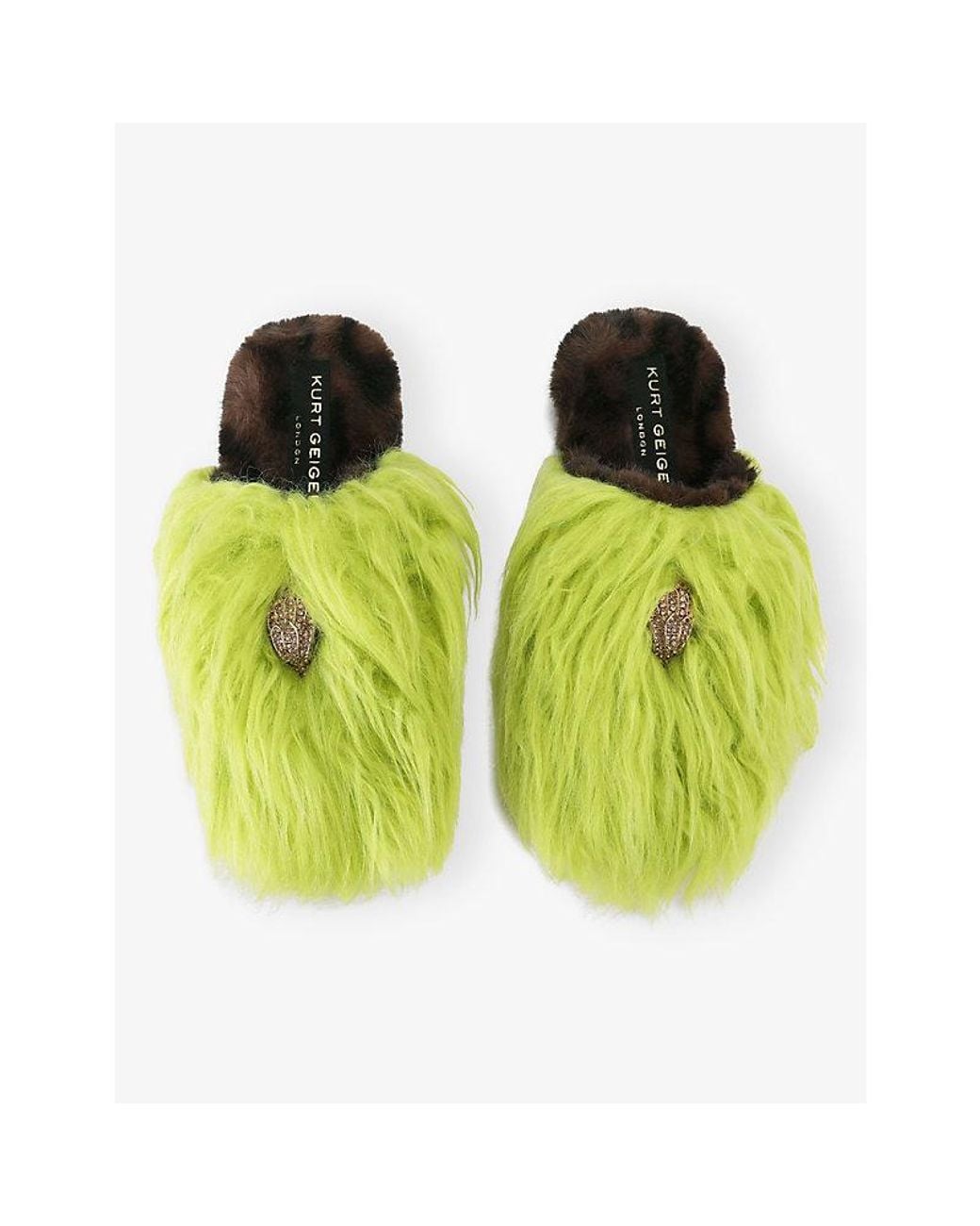Kurt Geiger Yellow Kensington Faux-Fur Slippers