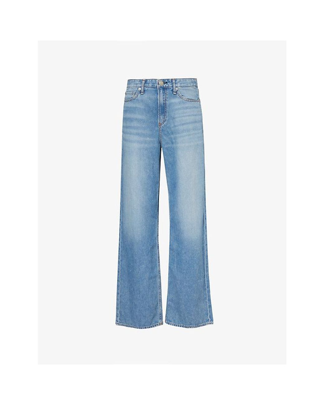 Rag & Bone Blue Logan Wide-Leg Mid-Rise Jeans