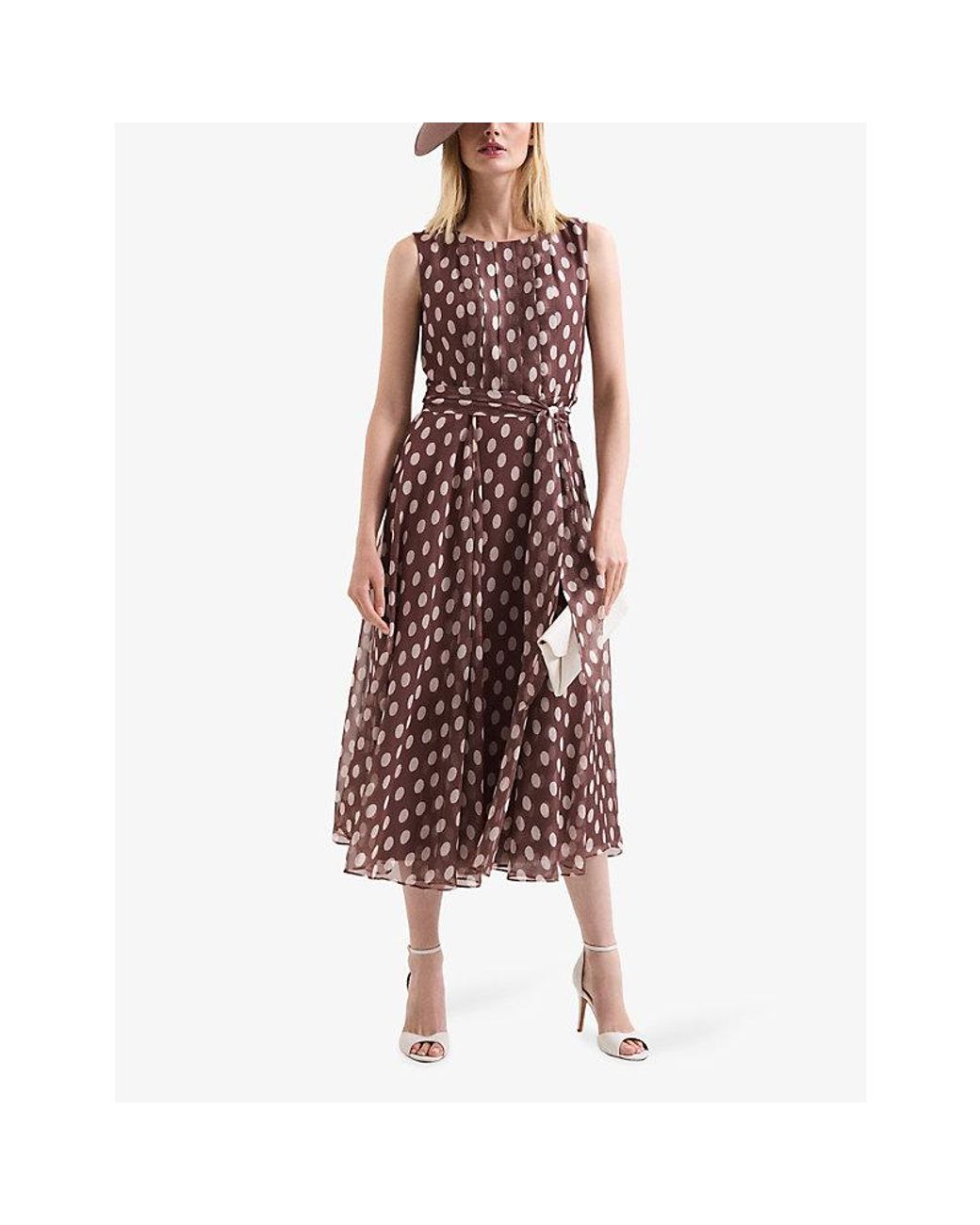 Phase Eight Brown Lucinda Spot-Print Woven Midi Dress