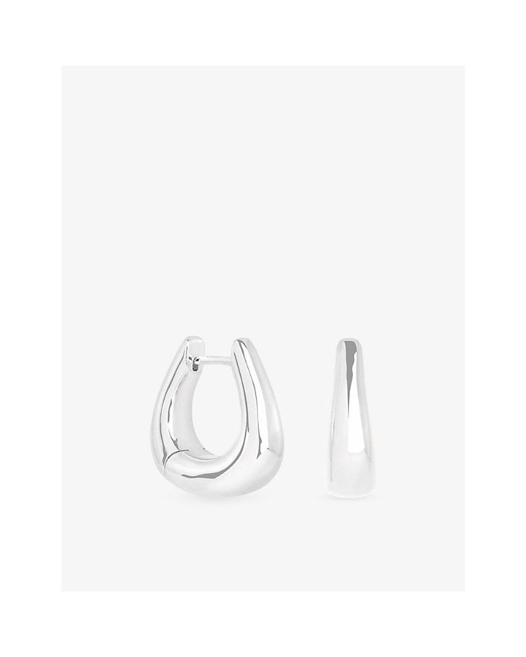Astrid & Miyu White Horseshoe Medium-Plated Brass Hoop Earrings