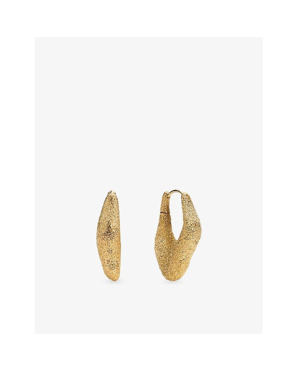 Monica Vinader Metallic Antica Textured Medium 18Ct Vermeil Hoop Earrings