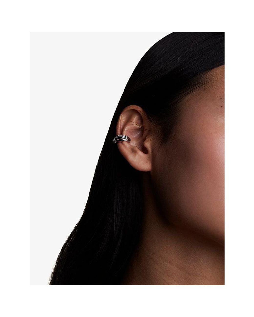 Astrid & Miyu White Ripple Wave-Plated Sterling- Single Ear Cuff