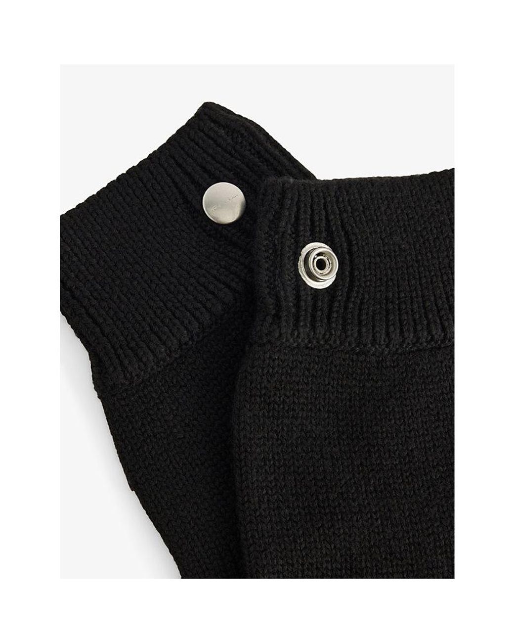 Rick Owens Black Touchscreen Knitted Wool Gloves for men