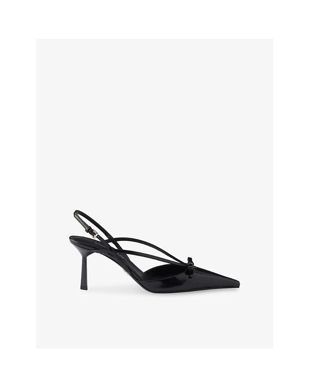 Prada Black Brushed Leather Slingback Heeled Courts