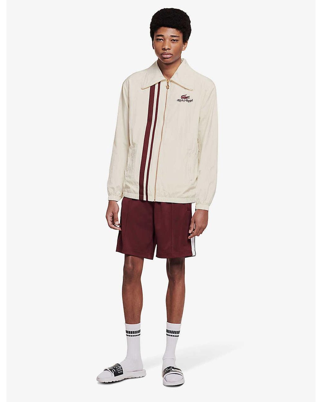 Lacoste X Ricky Regal Striped-trim Woven Coach Jacket in Natural for Men |  Lyst