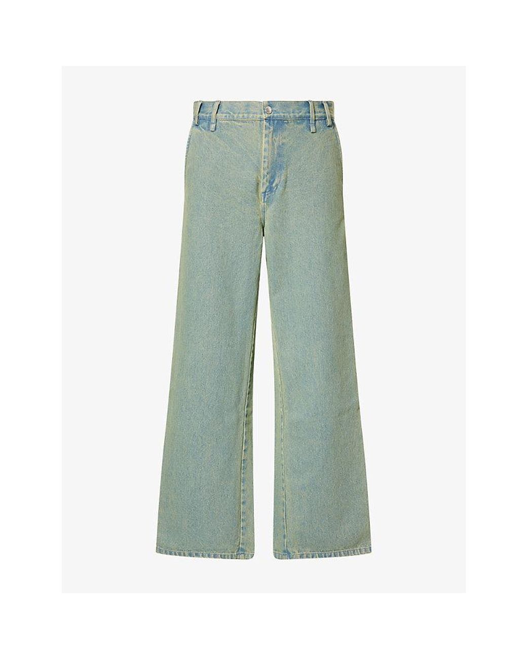 Song For The Mute Green Wide-Leg Washed Denim Jeans for men
