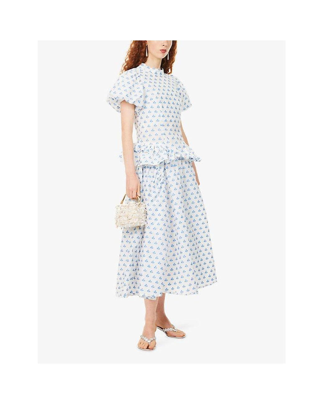 Sister Jane White Sea Salt Jacquard Cotton-Blend Top