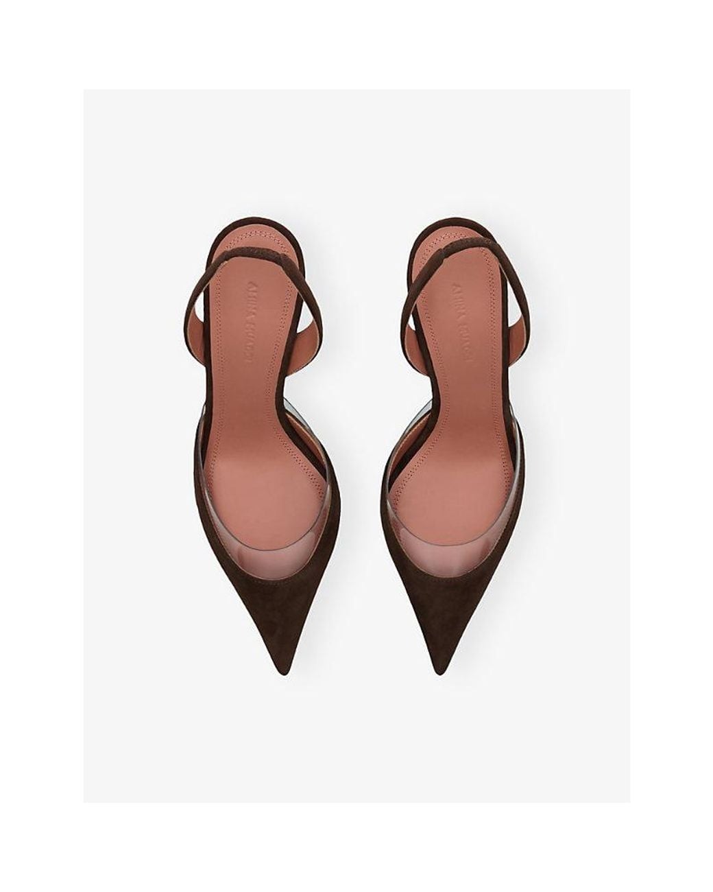 AMINA MUADDI Brown Lara 95 Heeled Suede Sling-Back Courts