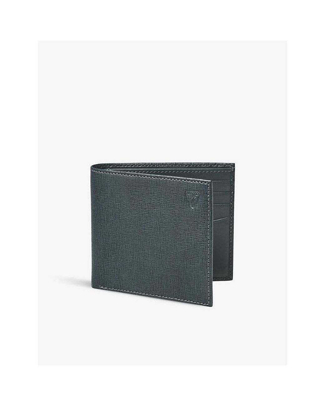 Aspinal of London Bifold Eightcard Saffiano Leather Wallet in Gray