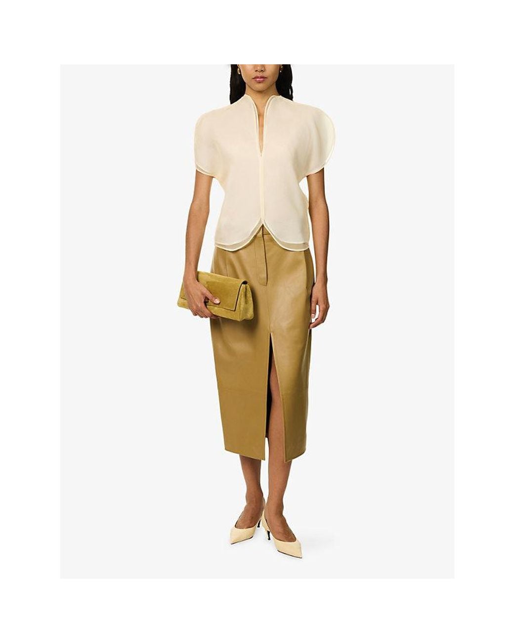 Khaite Natural Briar Sheer Silk Blouse