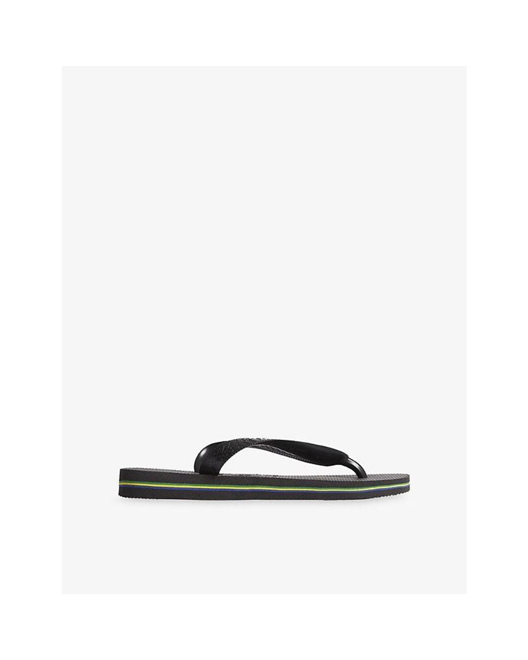 Havaianas Black Brasil-Flag And Logo Rubber Flip Flops