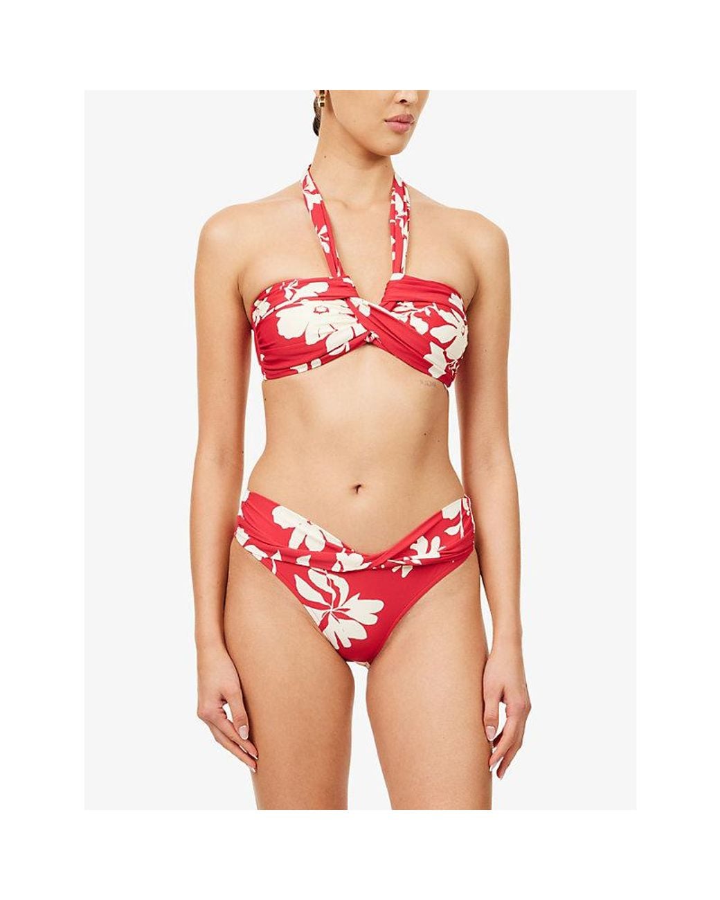 Seafolly Red Mayflower Twist-Band Mini Hipster Bikini Bottoms