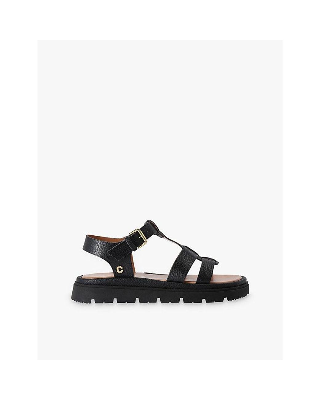 Carvela Kurt Geiger Black Pavilion T-Bar Flat Leather Sandals