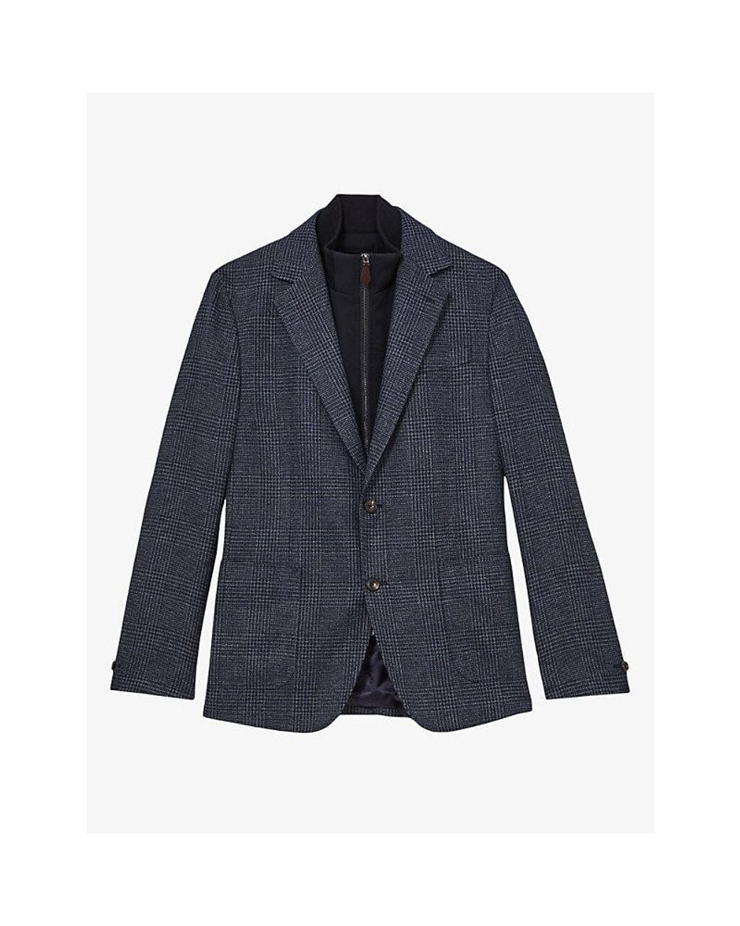 Reiss Blue Kyle Gilet-Insert Woven Blazer for men