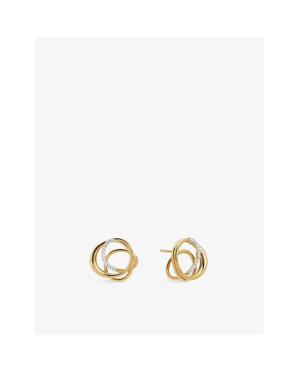 Monica Vinader Metallic Nura Pavé Wrap 18Ct Vermeil And Lab-Grown Diamond Stud Earrings