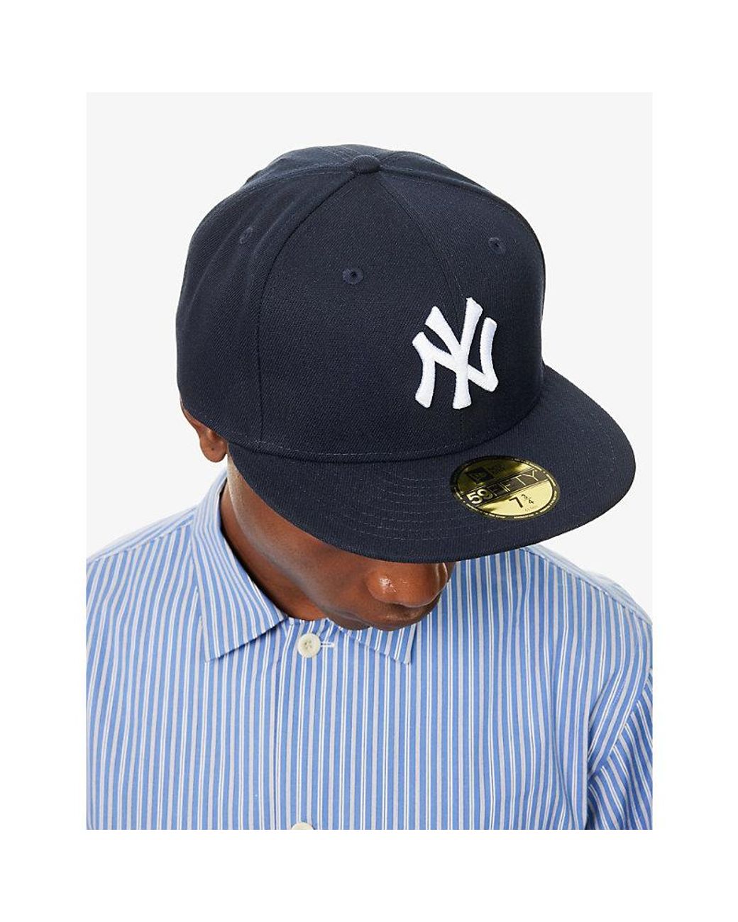 KTZ Blue 59Fifty New York Yankees Brand-Embroidered Woven Baseball Cap for men