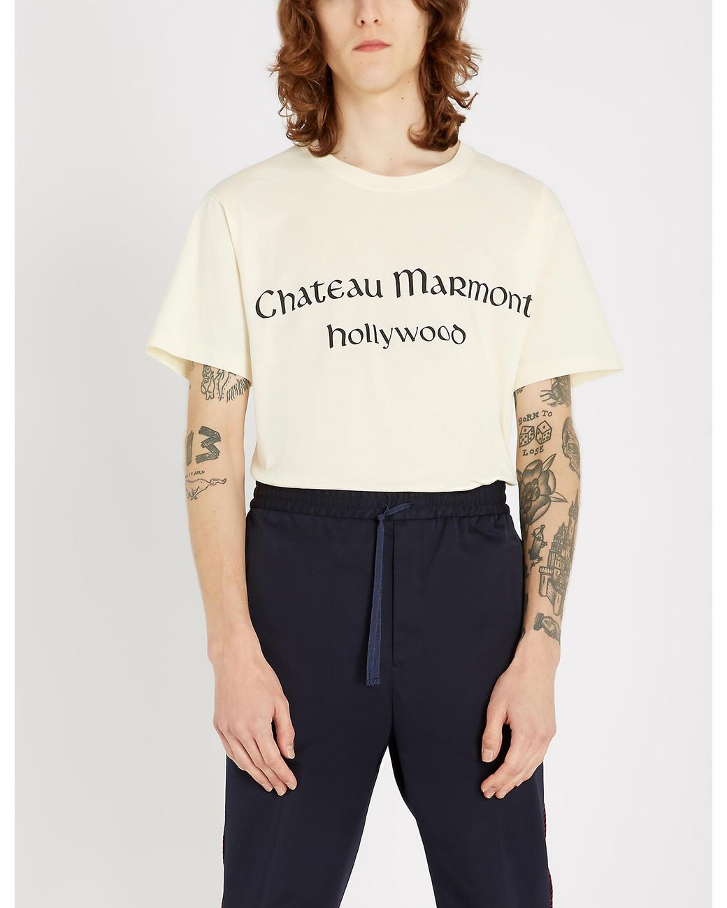 Gucci Chateau Marmont Hollywood Cotton-jersey T-shirt in White for Men |  Lyst