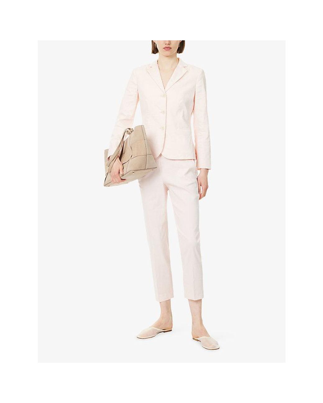 Theory White Treeca Pull-On Linen-Blend Trousers