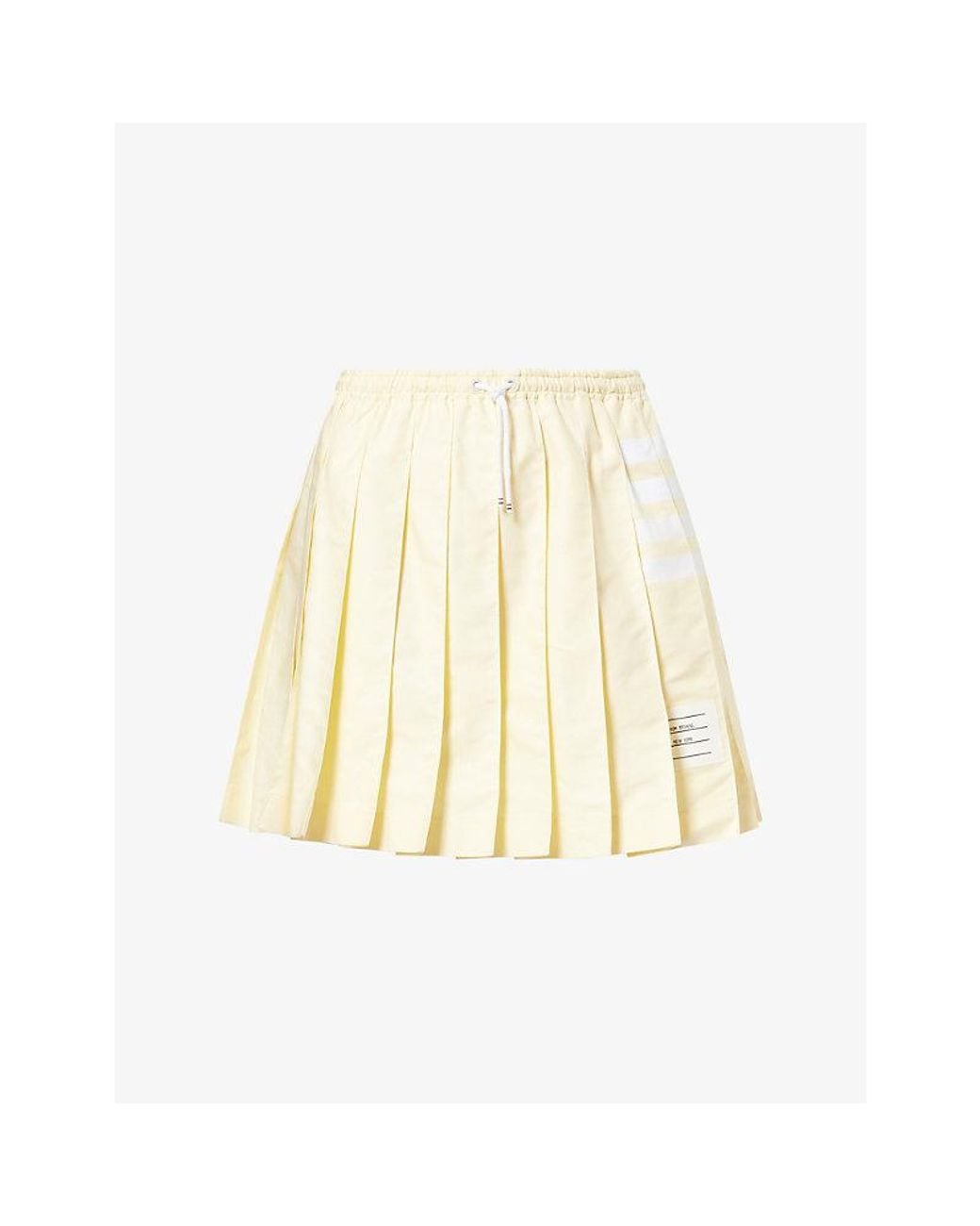 Thom Browne Natural Drawstring Pleated Cotton Mini Skirt