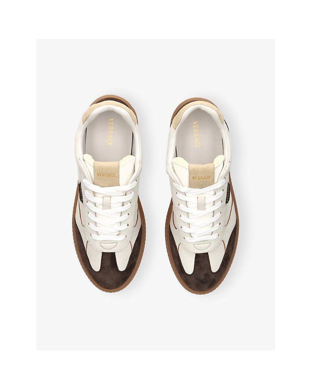Versace Multicolor Logo-Tag Suede And Leather Trainers for men