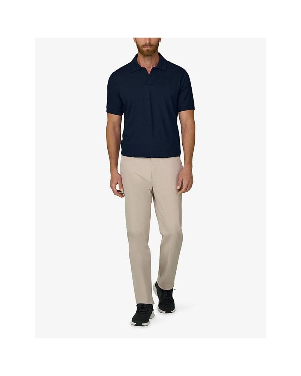 Boggi Blue Jacquard-Collar Stretch Cotton-Blend Polo for men