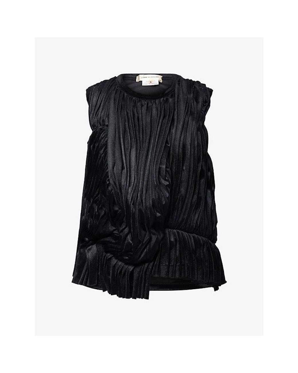 Comme des Garçons Black Asymmetric Pleated Velvet Top