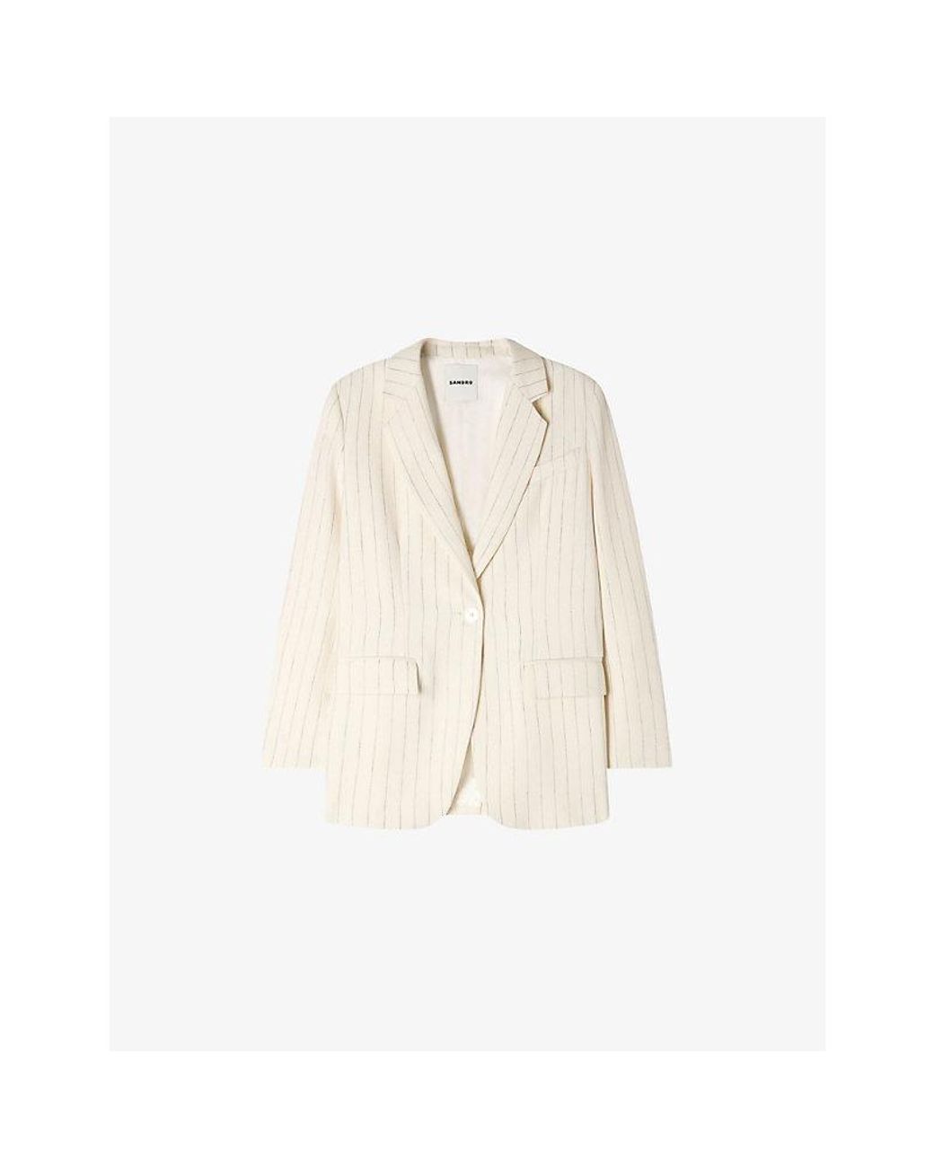 Sandro Natural Striped Single-Breasted Woven Blazer