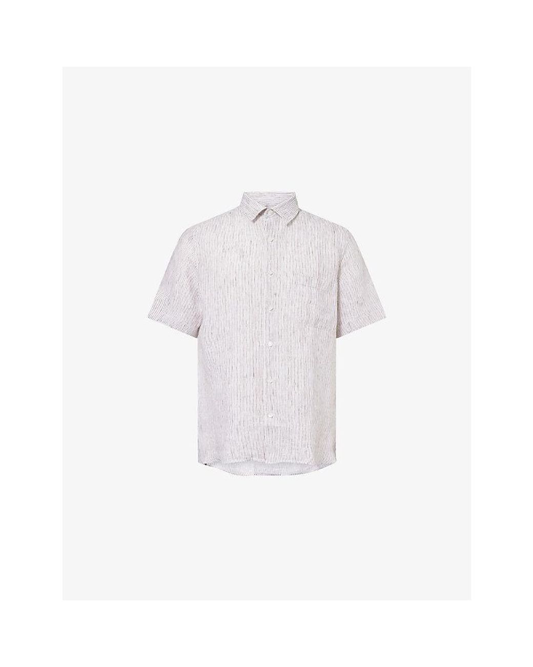 Sunspel White Short-Sleeve Linen Shirt for men