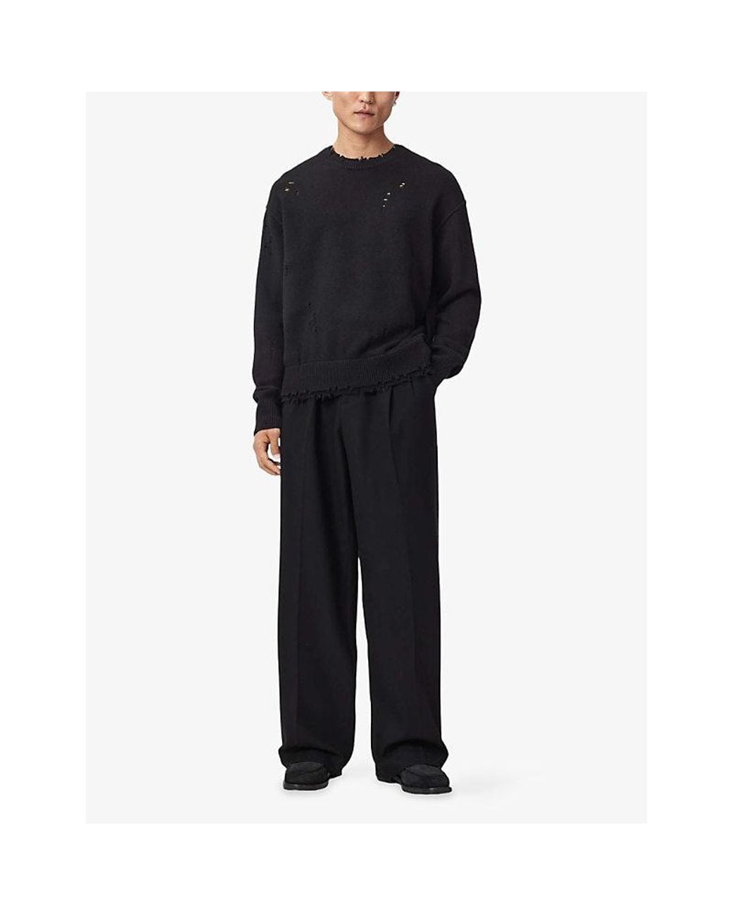 AllSaints Black Wolf Distressed Long-Sleeve Knitted Jumper for men