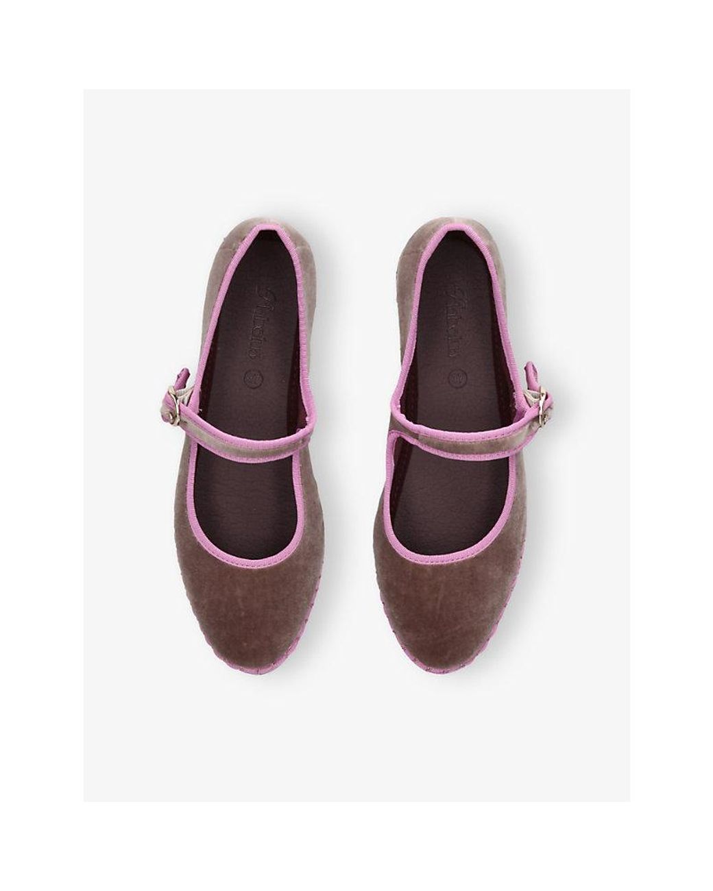 Flabelus Pink Odiseo Velvet Mary-Jane Flats