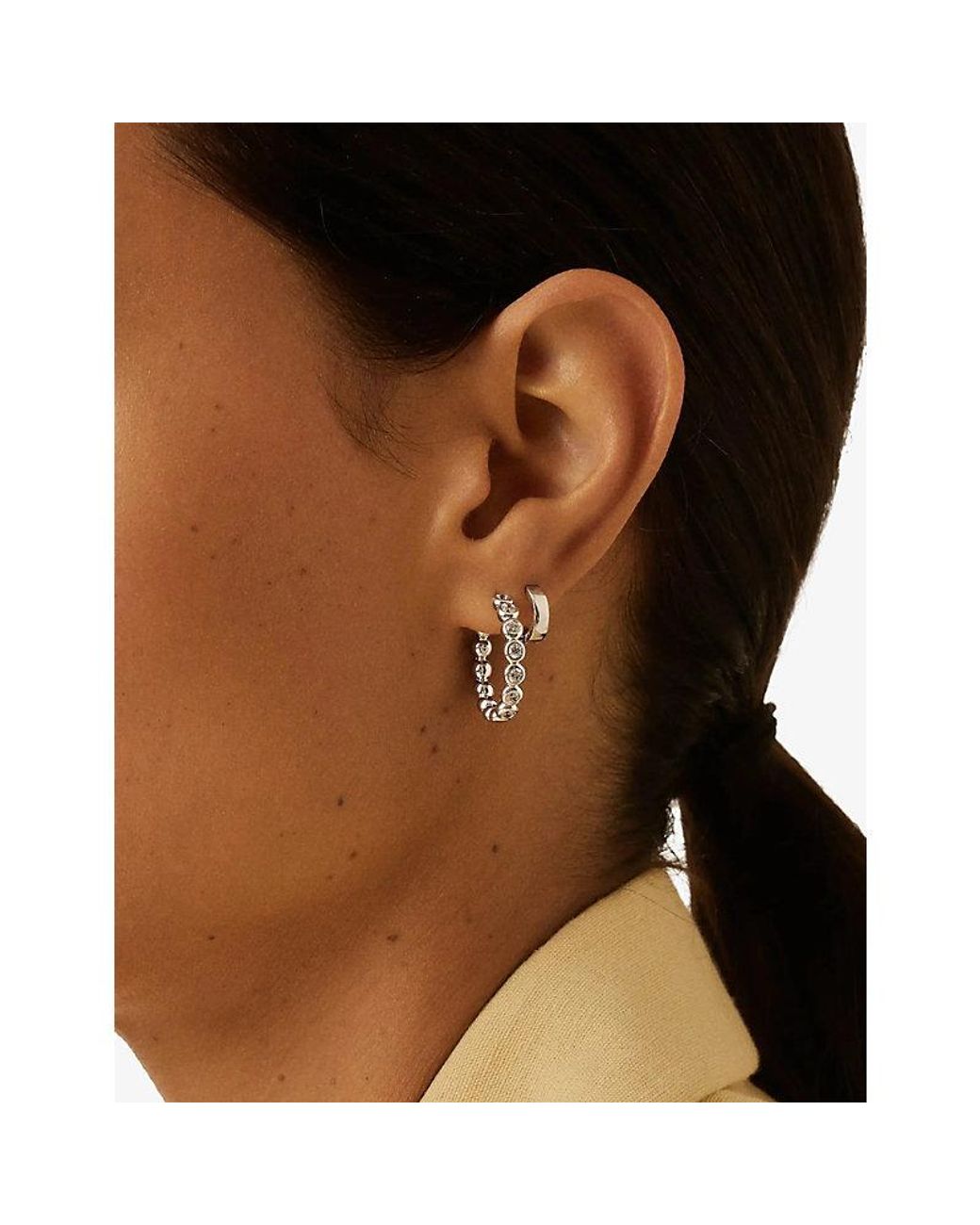 Missoma White Tennis Medium Plated Brass And Cubic Zirconia Hoop Earrings