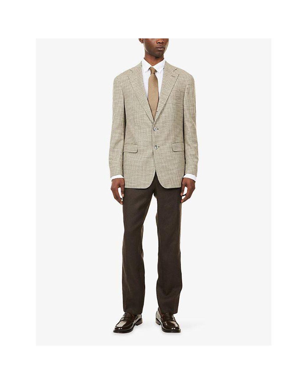 Oscar Jacobson Natural Robert Single-Breasted Silk And Cotton Blazer for men
